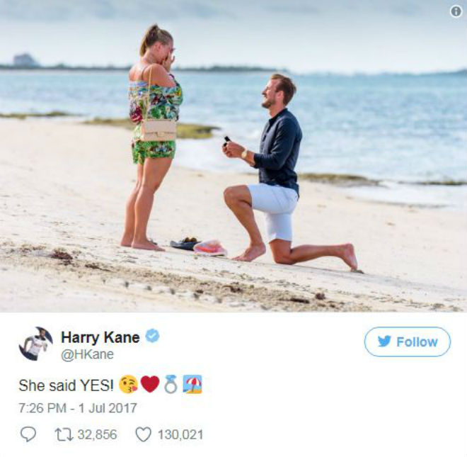 Harry Kane cùng kiều nữ cầu hôn bên bờ biển