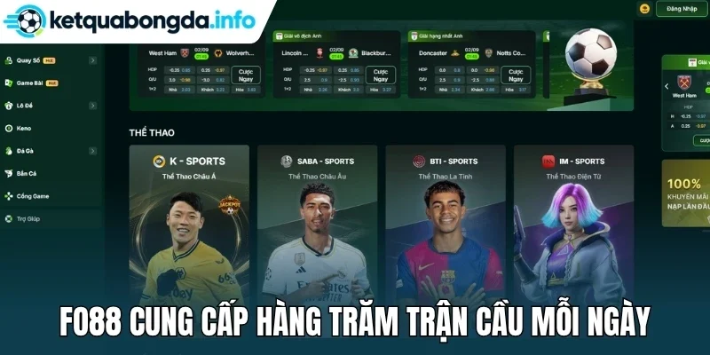 Fo88 cung cấp hàng trăm trận cầu mỗi ngày