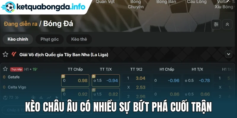 Kèo châu Âu có nhiều sự bứt phá cuối trận