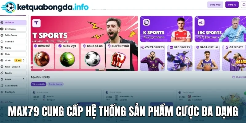 Max79 cung cấp hệ thống sản phẩm cược đa dạng