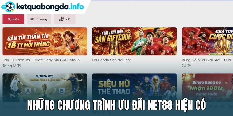 Những chương trình ưu đãi Net88 hiện có