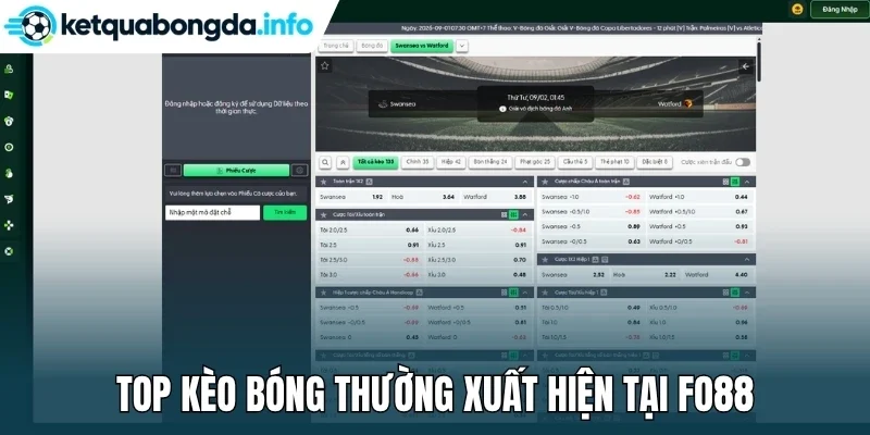 Top kèo bóng thường xuất hiện tại Fo88