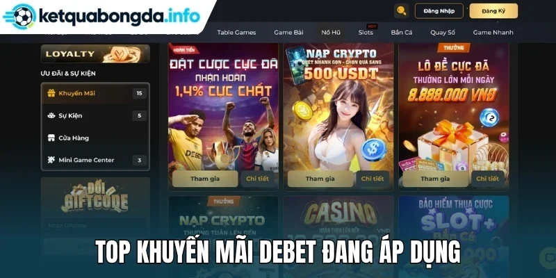 Top khuyến mãi Debet đang áp dụng